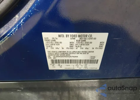 2017 Ford Police Interceptor из США, поврежденный, VIN 1FM5K8AR5HGA79269